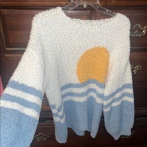 Simply southern- Cozy Blue and White Sweater with Sun Design